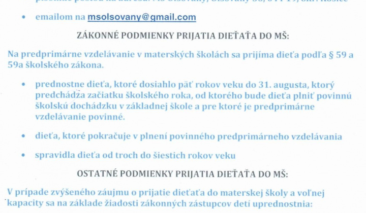 Aktuality / Zápis do materskej školy  - foto