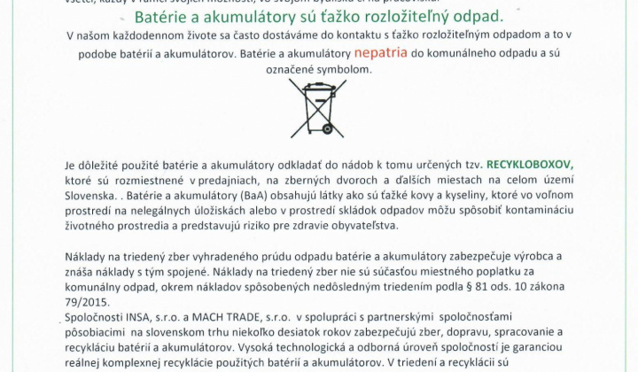 Kalendár odvozu odpadu