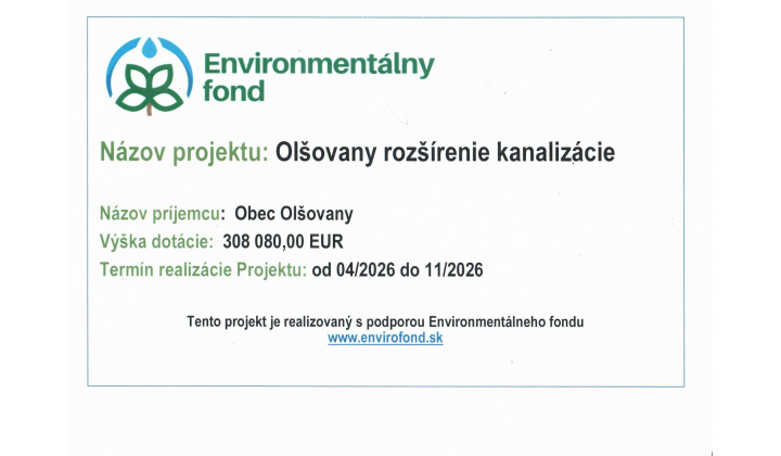 Fotka pre článok Olšovany - rozšírenie kanalizácie