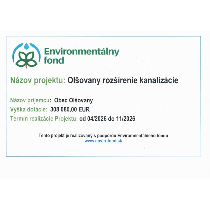 Menšia fotka pre článok Olšovany - rozšírenie kanalizácie