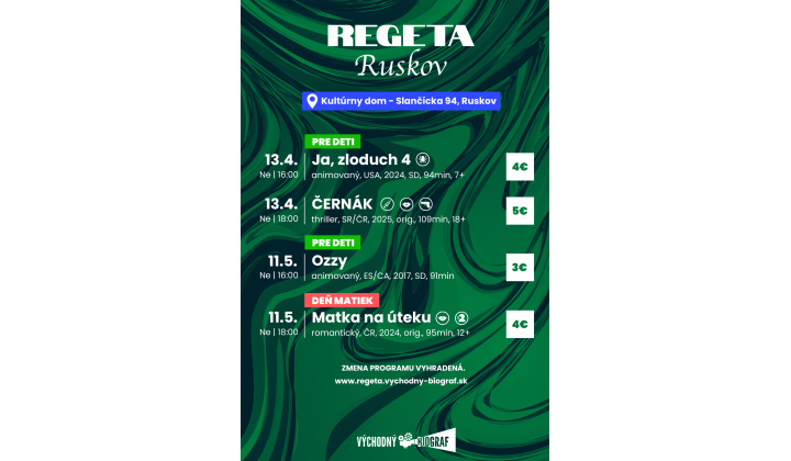Fotka pre článok Regeta Ruskov- biograf ponuka na apríl