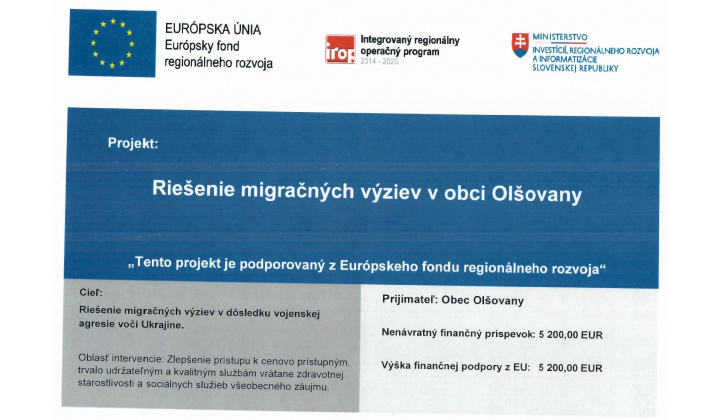 Riešenie migračných výziev v obci Olšovany