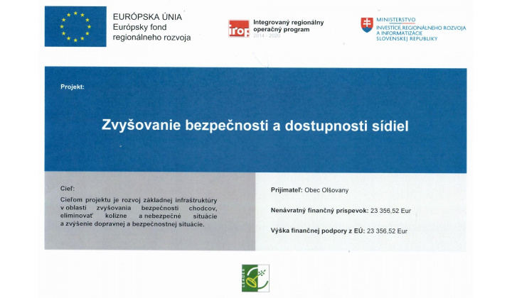 Fotka pre článok Zvyšovanie bezpečnosti a dostupnosti sídiel
